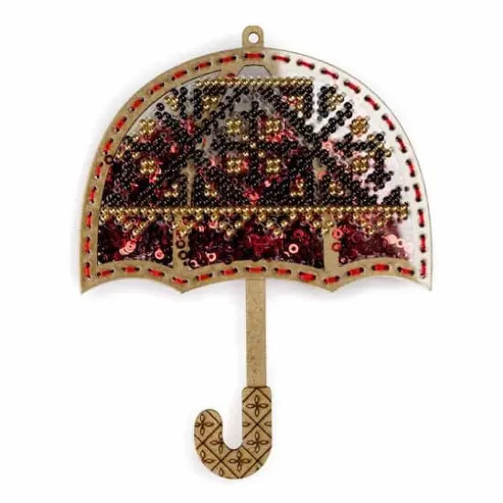Wonderland Crafts Red Umbrella Christmas Ornament Bead Embroidery Kit {1}