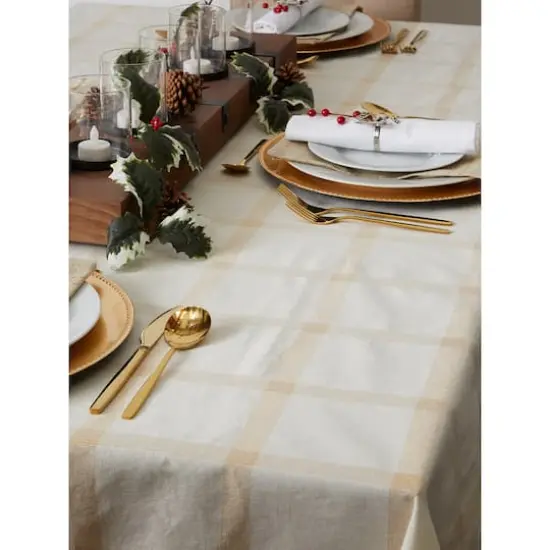 DII&reg; 120" Gold Lurex Plaid Tablecloth {8}