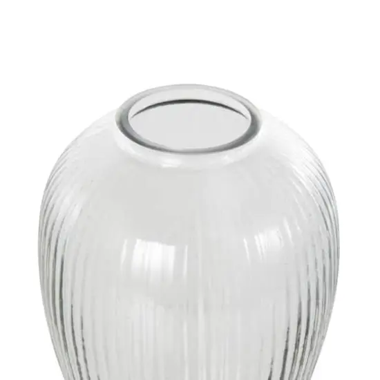 9.5" Clear Glass Ribbed Fluted Decorative Vase {5}