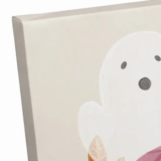 Happy Halloween Whispy Ghost & Jack-O-Lantern Canvas Wall Art {4}