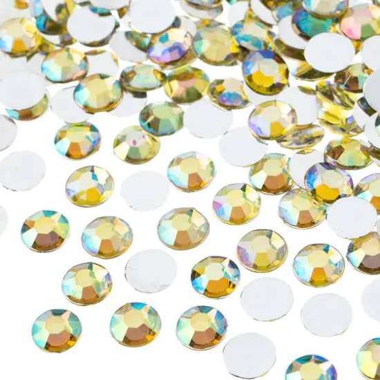 John Bead 8mm Acrylic Round Flat Back Rhinestones, 1,000ct. Yellow AB {1}