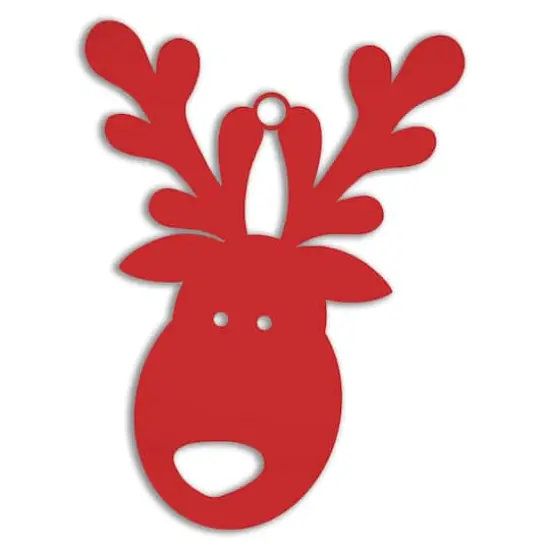 4" Baby Reindeer Metal Ornament Red {1}