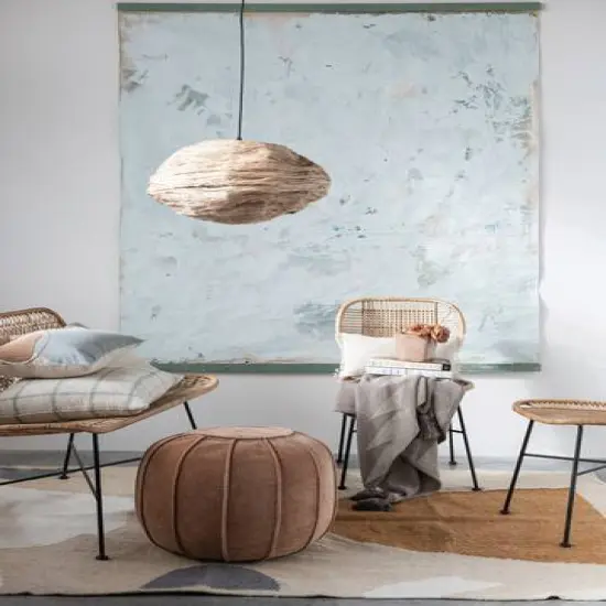 Hello Honey® 15" Round Collapsible Banana Fiber Modern Hanging Pendant Lamp {6}