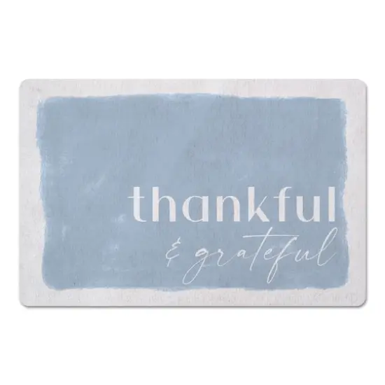 Thankful Grateful Blue Floor Mat {1}