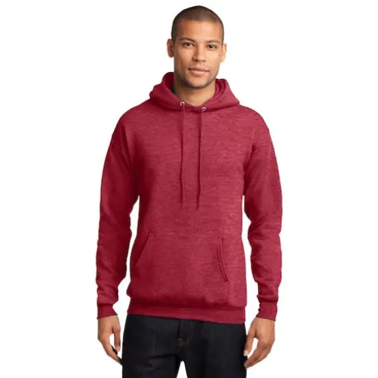 Port & Company® Heathered Colors Core Fleece Pullover Hooded Sweatshirt Heather Red {4}