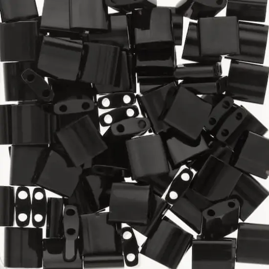Miyuki&reg; Tila&reg; 5mm 2-Hole Square Glass Seed Beads Jet Black {1}