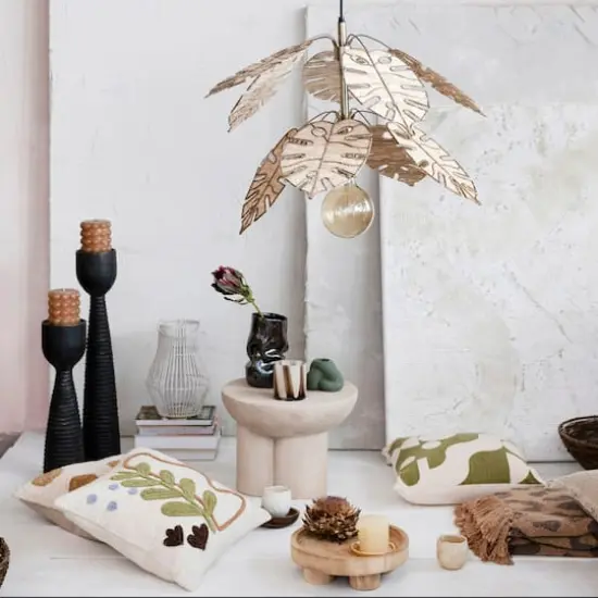 Hello Honey&reg; 20" Black Mango Wood Ribbed Pillar Candle Holder {4}