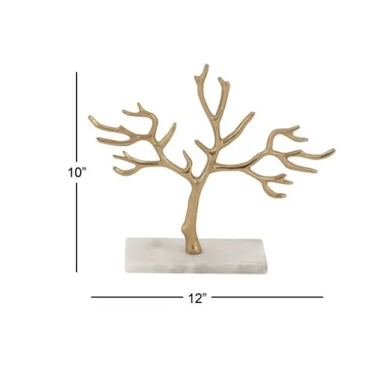 CosmoLiving by Cosmopolitan 10" Gold Marble Jewelry Stand {6}