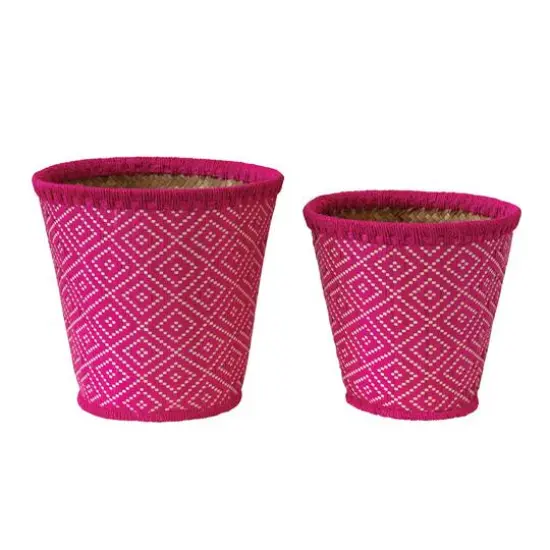 Hello Honey&reg; Fuchsia Hand-Woven Seagrass Baskets with Pattern Set {1}