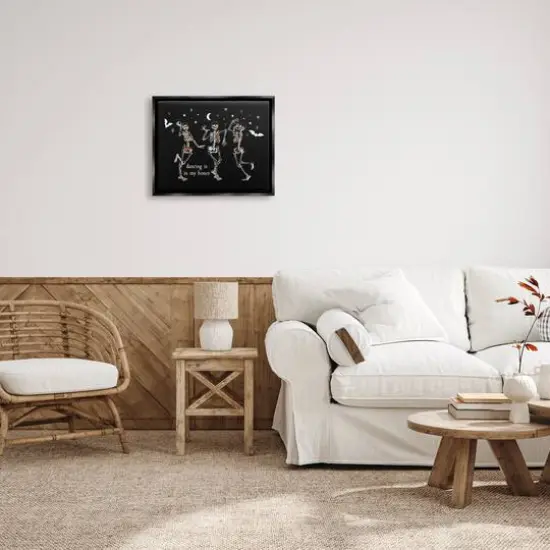 Stupell Industries Dancing In My Bones Skeletons Framed Floater Canvas Wall Art Black {3}