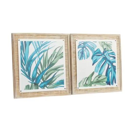 Set of 2 Blue Sea Grass Eclectic Botanical Wall Decor, 29" x 29" {3}
