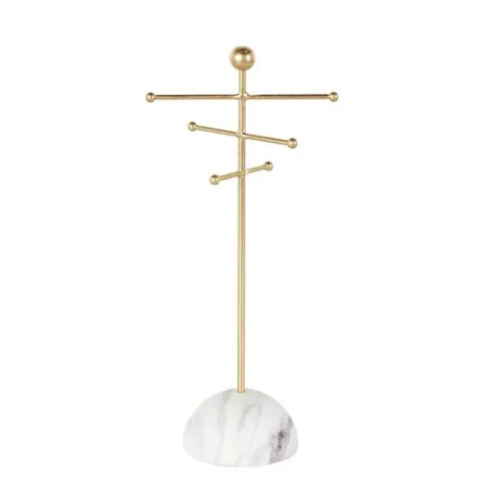 13" Gold Metal 6-Slot Jewelry Stand with White Base {8}