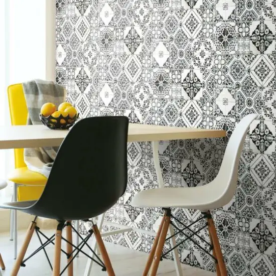 RoomMates Mediterranean Tile Peel & Stick Wallpaper Black {9}