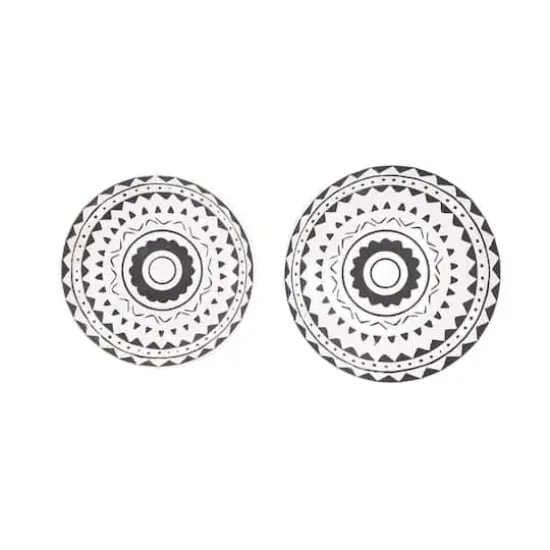 Set of 2 Black Ceramic Eclectic Abstract Wall Decor, 15", 14" {1}