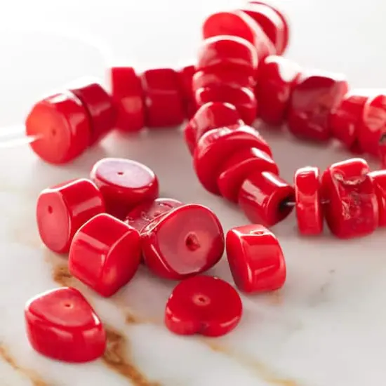 Red Dyed Bamboo Coral Tube Beads, 10mm by Bead Landing&trade; {3}