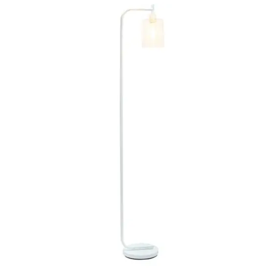 Simple Designs&trade; Iron Lantern Floor Lamp with Glass Shade White {3}