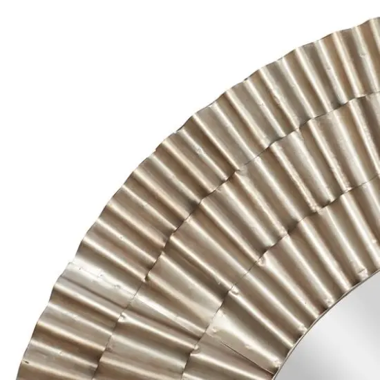 42" Silver Rustic Metal Round Wall Mirror {4}