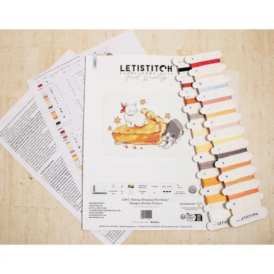 LetiStitch Eating Sleeping Stretching Counted Cross Stitch Kit {3}