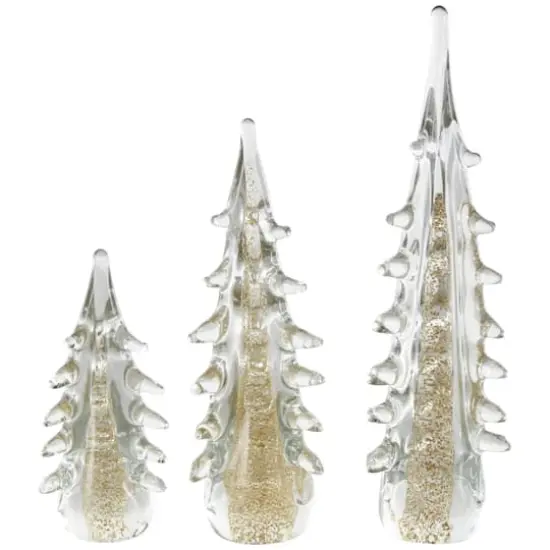Gold & Clear Decorative Glass Sculpture Set {1}