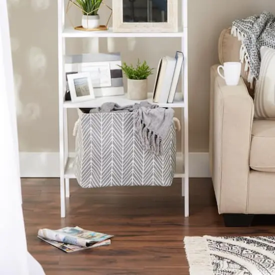 DII&reg; Large Gray Herringbone Rectangle Fabric Bin {5}