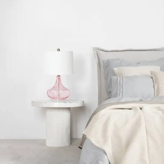 Lalia Home Classix 24" Pink Wavy Colored Glass Table Lamp {6}