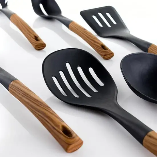 MegaChef Black Nylon & Wood Cooking Utensils Set, 7ct. {5}