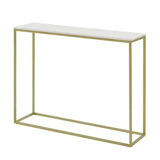 Walker Edison 42" Faux White Marble & Gold Open Box Entry Table {1}