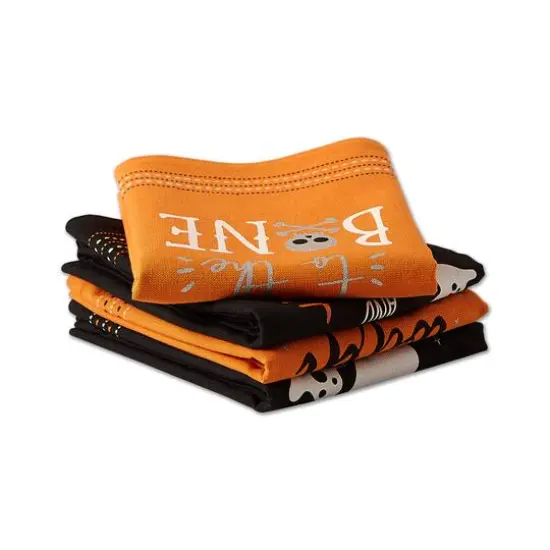 DII&reg; Spooky Sayings Printed Halloween Happy Haunting Wicked Treats Dishtowels Set {4}