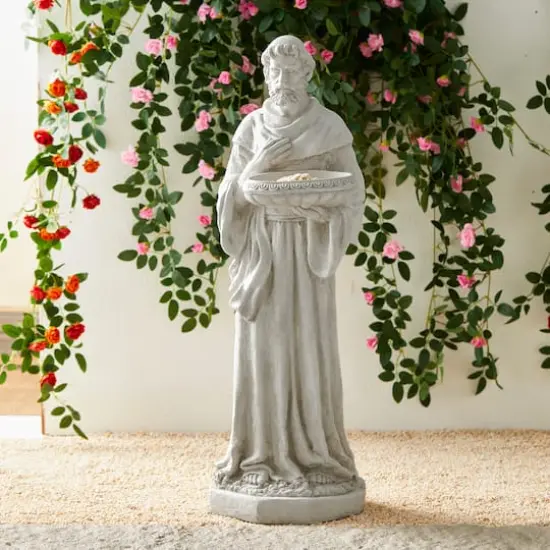 Glitzhome&reg; 32.75" St. Francis Garden Statue with Bird Feeder {3}