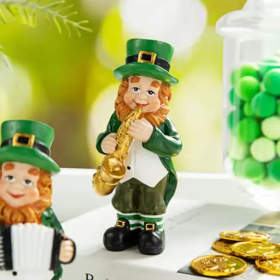 Glitzhome&reg; 5" St. Patrick's Leprechaun Musicians Table D&eacute;cor Set {6}
