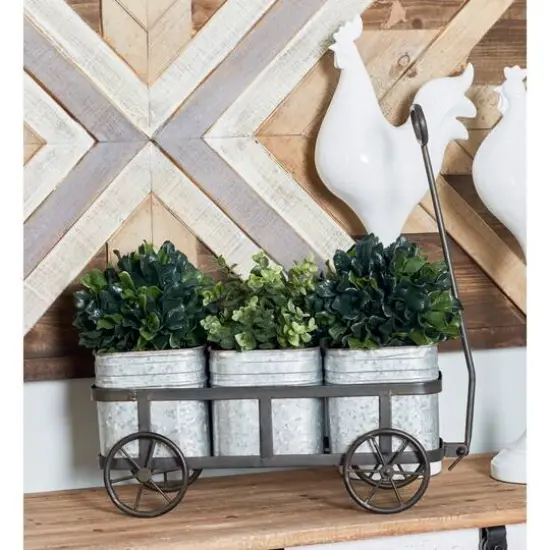 Silver Metal Farmhouse Wagon Planter {8}