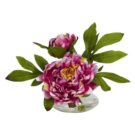 6" Assorted Peony in Glass Vase Set, 3ct. {4}