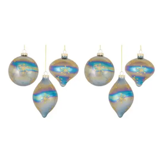 6ct. Iridescent Glass Snowflake Ornaments {7}