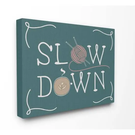 Stupell Industries Teal Slow Down Yarn & Coffee Wall Art {1}