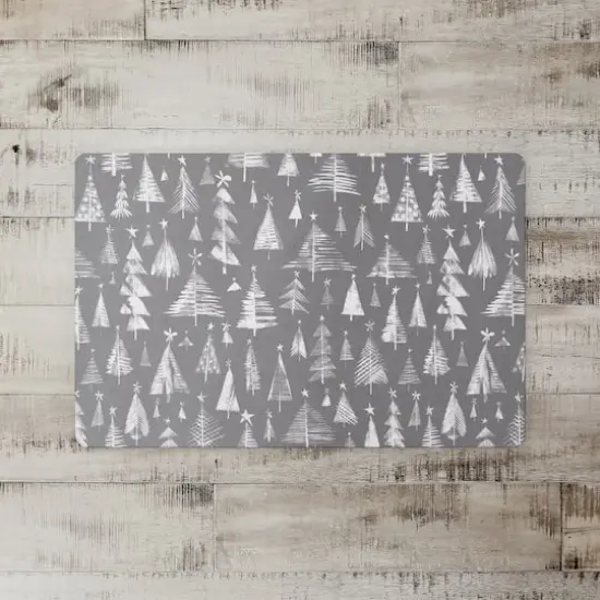 Gray Sketched Winter Trees Floor Mat {3}