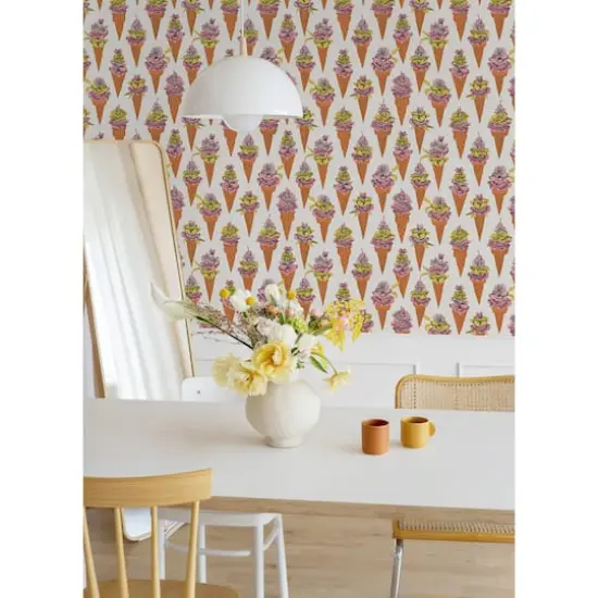 By Dylan M Orange Floral Ice Cream Peel & Stick Wallpaper {4}