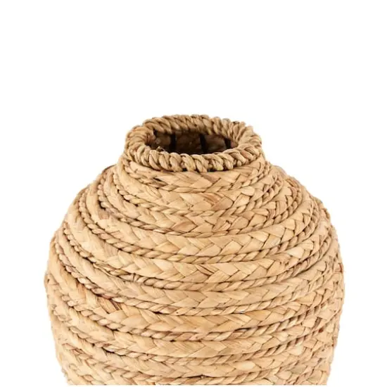 13" Brown Seagrass Handmade Braided Vase {4}