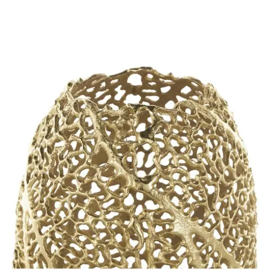 14.5" Gold Aluminum Abstract Metallic Coral Inspired Vase {5}