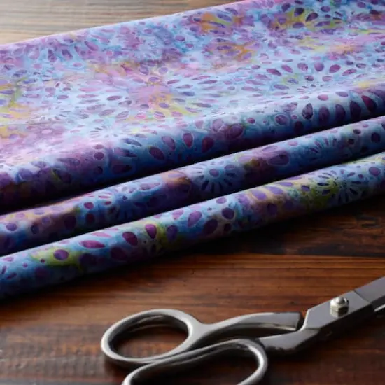 Feldman Batik Royal Plum Stamp Starburst Cotton Fabric {4}