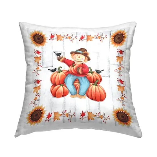 Stupell Industries Happy Scarecrow Pumpkin Harvest Decorative Printed Throw Pillow {1}