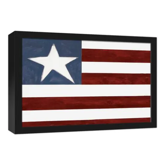 Primitive American Flag Black Framed Canvas {3}