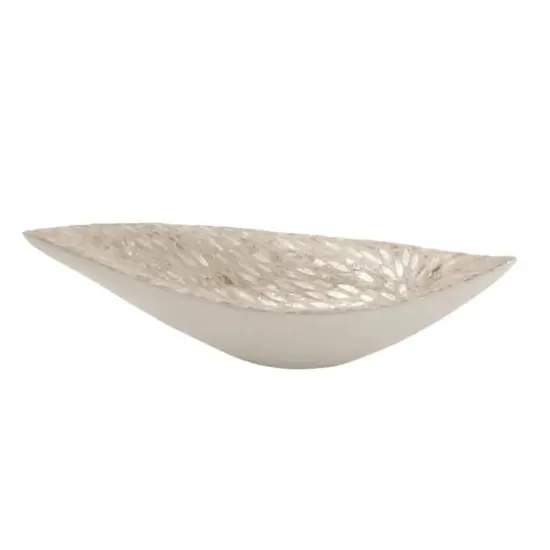 22" White Mother of Pearl Coastal Tray {1}