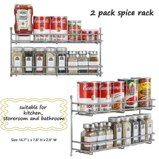 NEX&trade; 2-Tier Wall-Mounted Seasonings Jar Storage Rack, 2ct. {5}