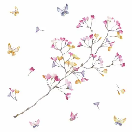 RoomMates Pastel Flowers Branch Decals with 3D Embellishments {1}