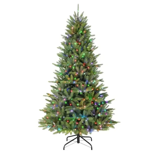 7.5ft. Pre-Lit Sure-Lit Pole&reg; Fraser Fir Artificial Christmas Tree, Multicolor LED Lights {5}