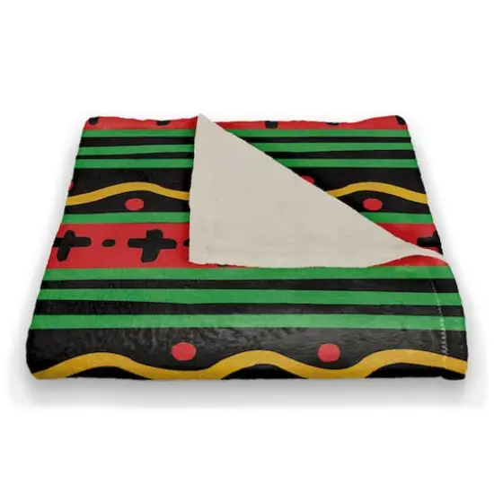 60" Kwanzaa Pattern Coral Fleece Blanket {3}