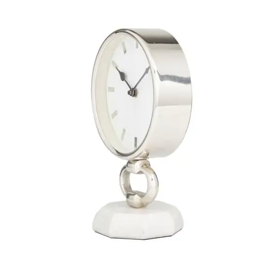 Silver Modern Abstract Clock, 6" x 4" x 10" {3}