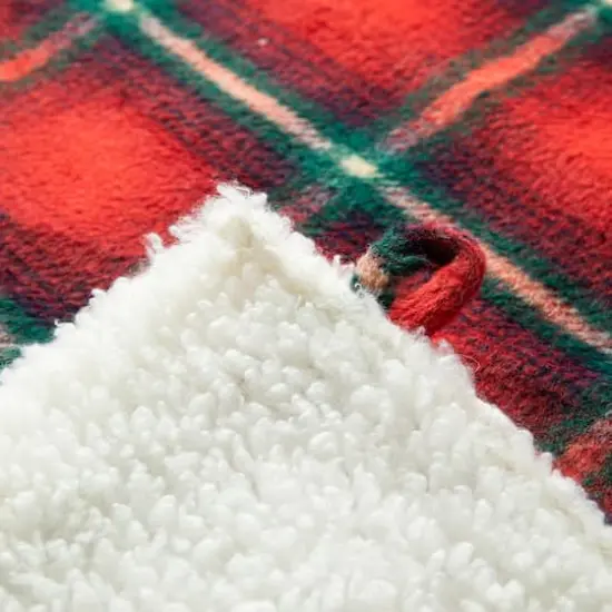 Glitzhome&reg; 48" Red & Black Plaid Reversible Sherpa/Flannel Christmas Tree Skirt {6}