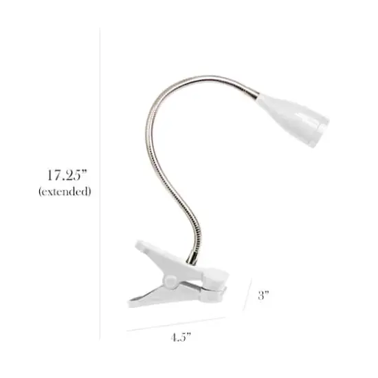 Simple Designs Flexible Gooseneck LED Clip Light Desk Lamp White {3}