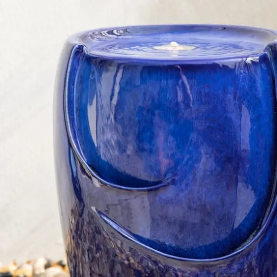 Glitzhome&reg; 20.5" Cobalt Blue LED Ceramic Outdoor Fountain {6}
